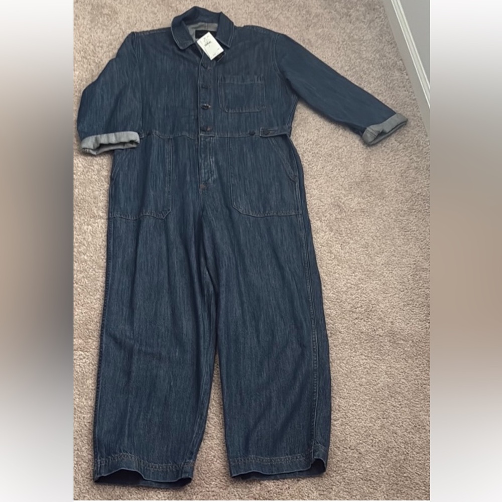 Banana Republic Navy Jumpsuit with Button-Up Front